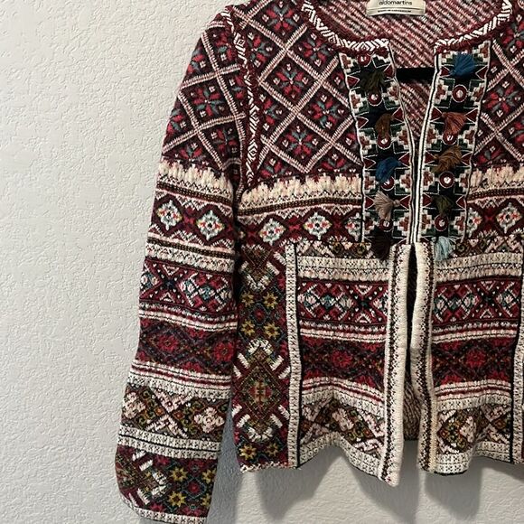 ALDO MARTINS (Anthropologie) Inverness Red Wool/Alpaca Cardigan, Size M - Picture 3 of 10